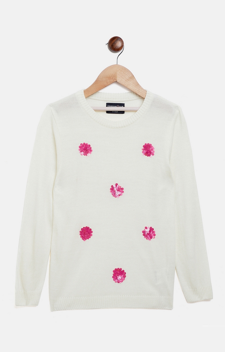 Crimsoune Club | White Embellished Sweaters 0