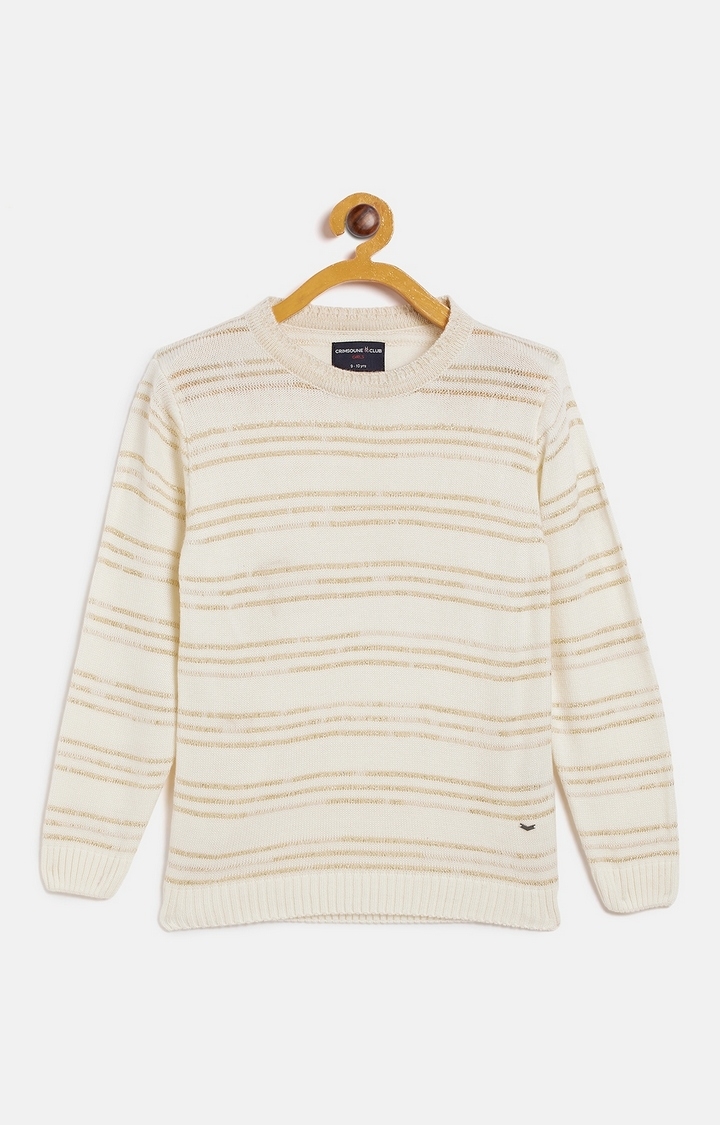 Crimsoune Club | White Striped Sweaters 0