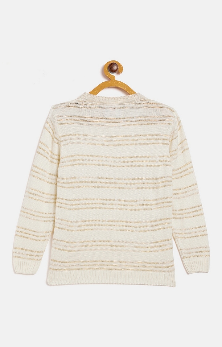 Crimsoune Club | White Striped Sweaters 1
