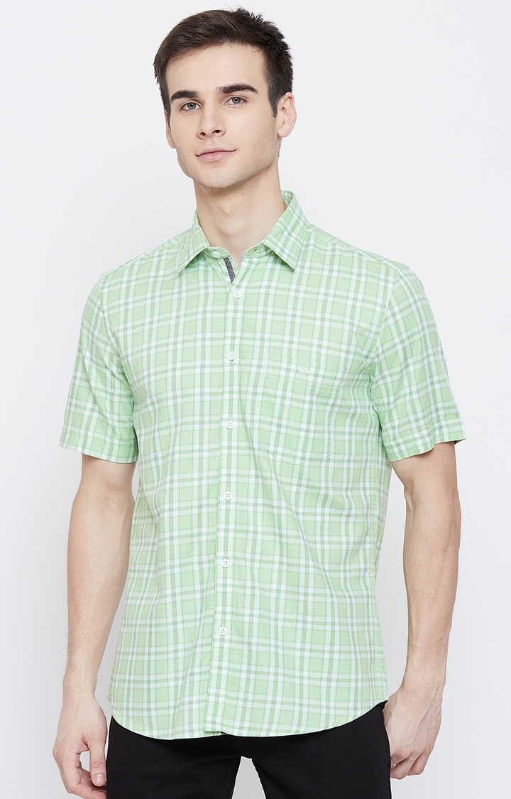 Crimsoune Club | Green Checked Casual Shirt 0