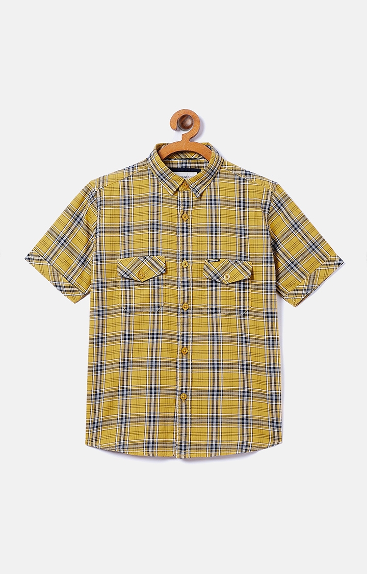Crimsoune Club | Yellow Checked Casual Shirt 0