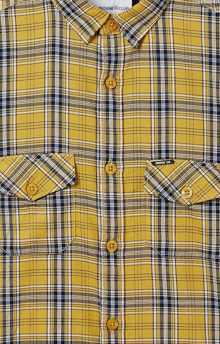 Crimsoune Club | Yellow Checked Casual Shirt 2
