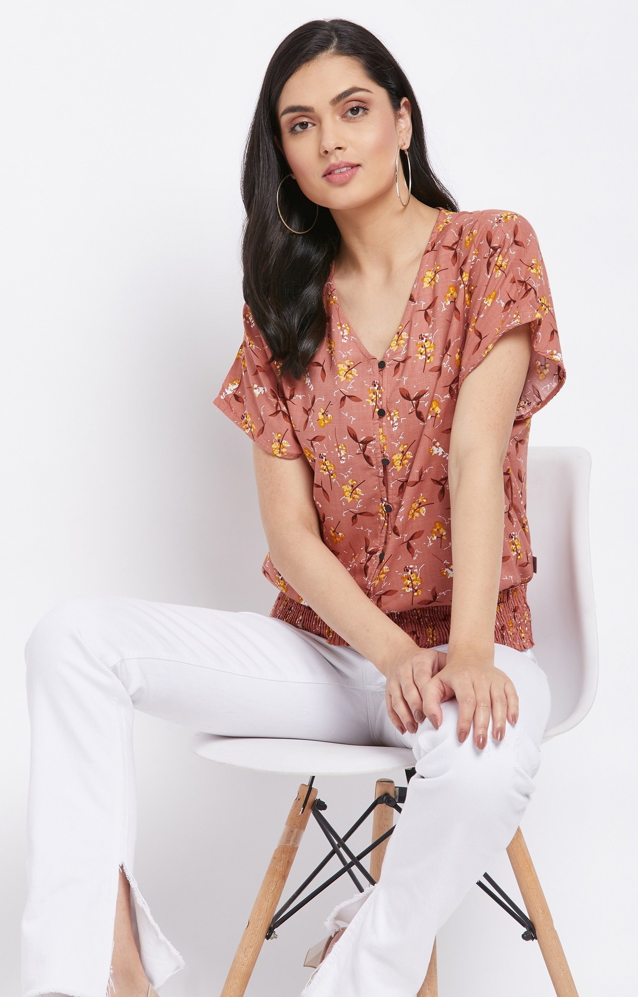 Orange Floral Top