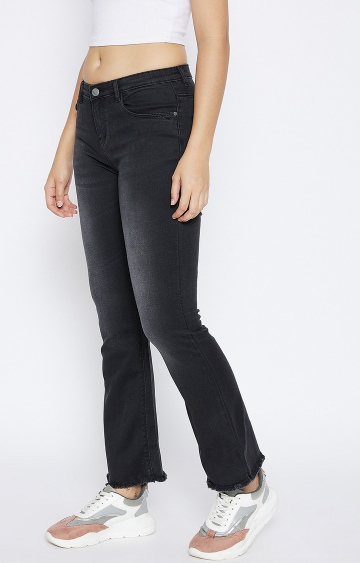 Black Solid Bootcut Jeans