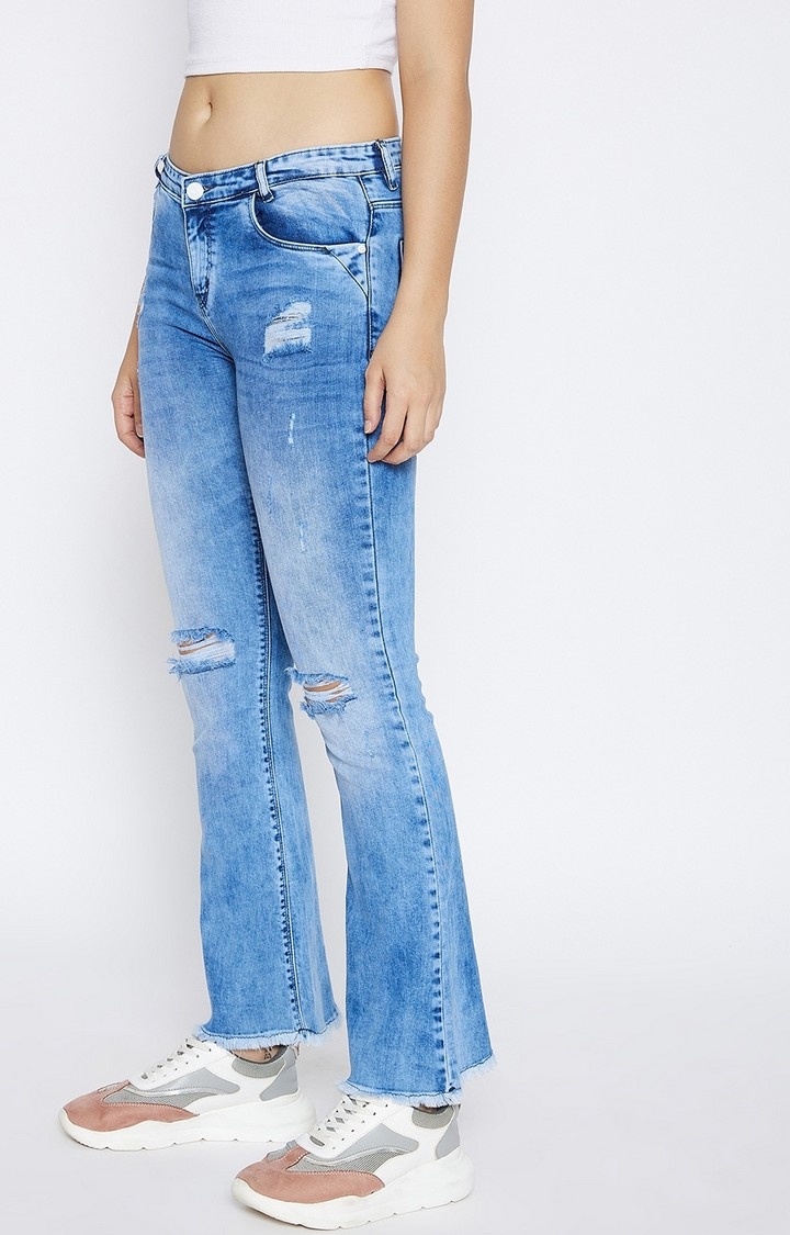 Blue Solid Bootcut Jeans