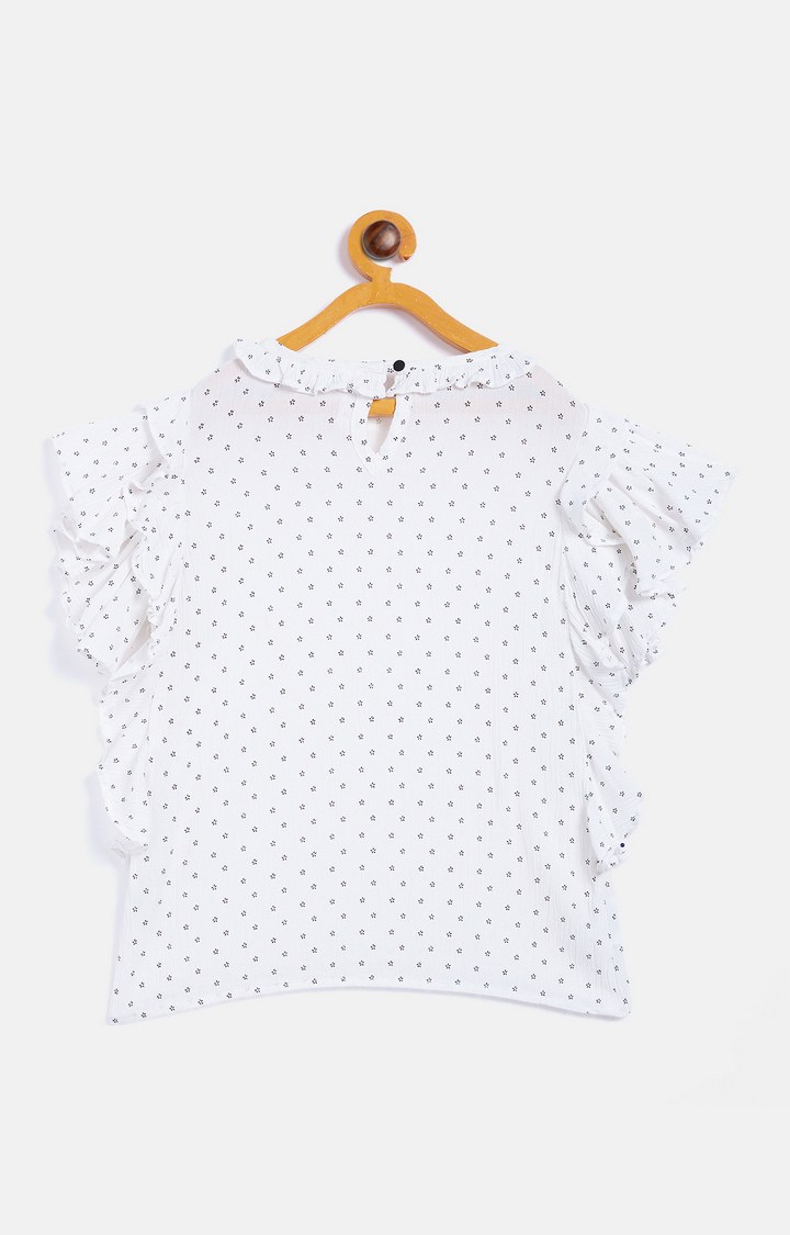 White Printed Top