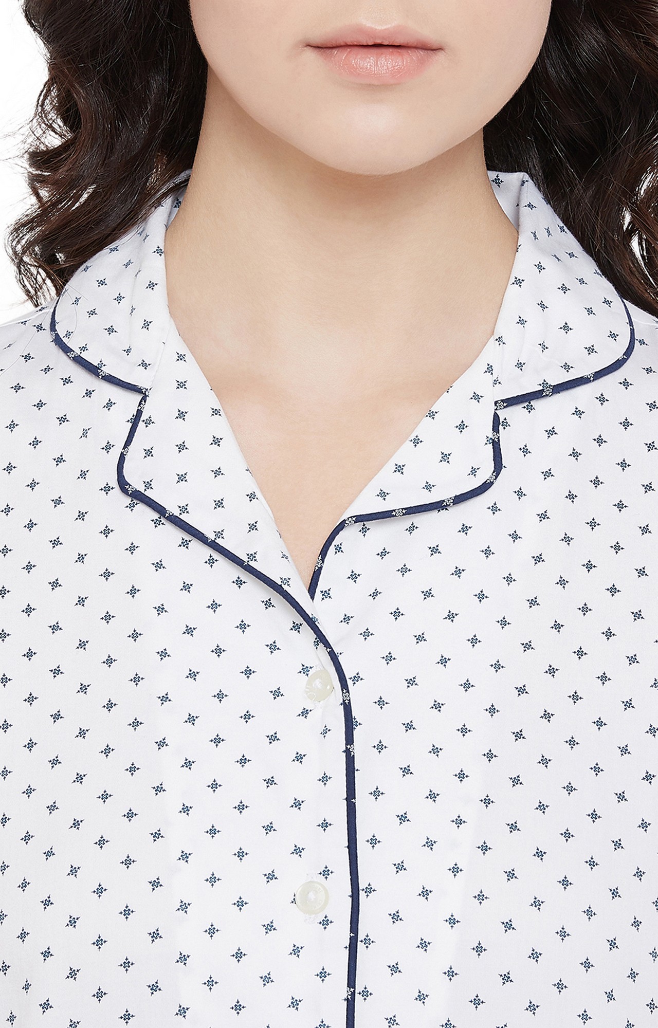 Crimsoune Club White Printed Womens Night Suit