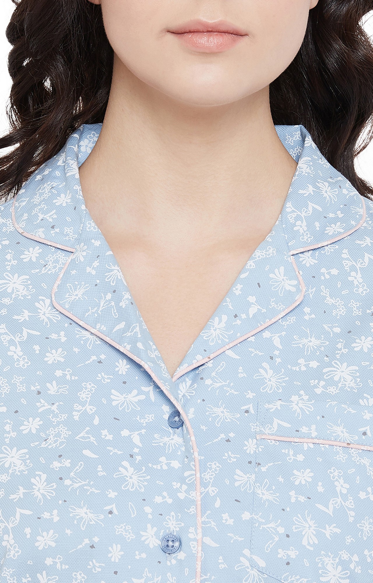 Crimsoune Club Blue Printed Womens Night Suit