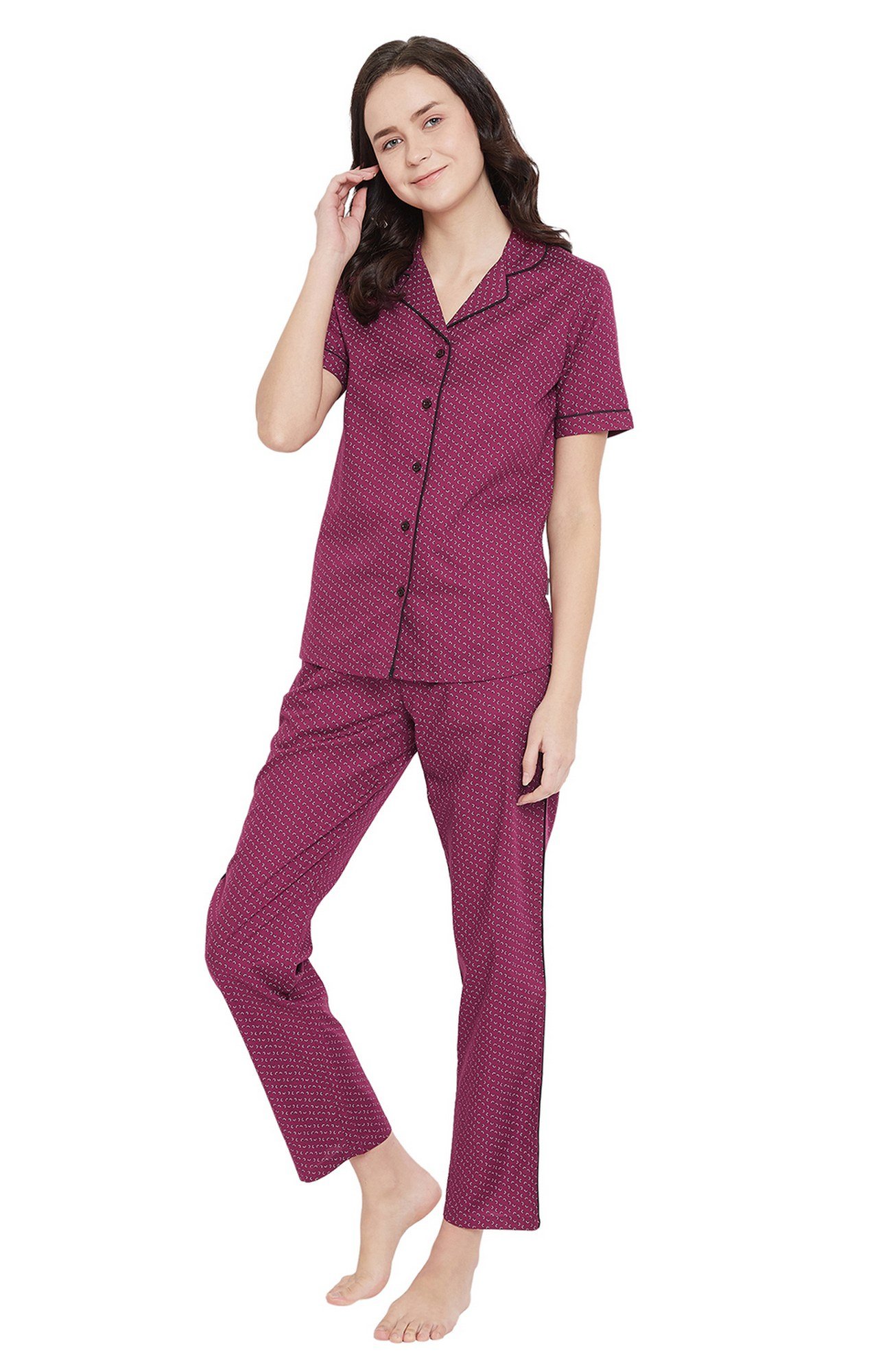 Crimsoune Club Purple Printed Womens Night Suit