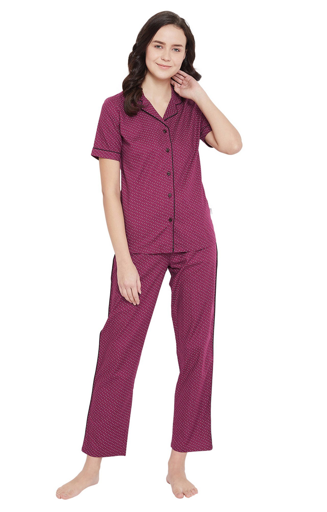 Crimsoune Club Purple Printed Womens Night Suit