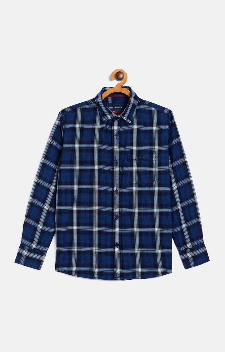 Crimsoune Club | Blue Checked Casual Shirt 0