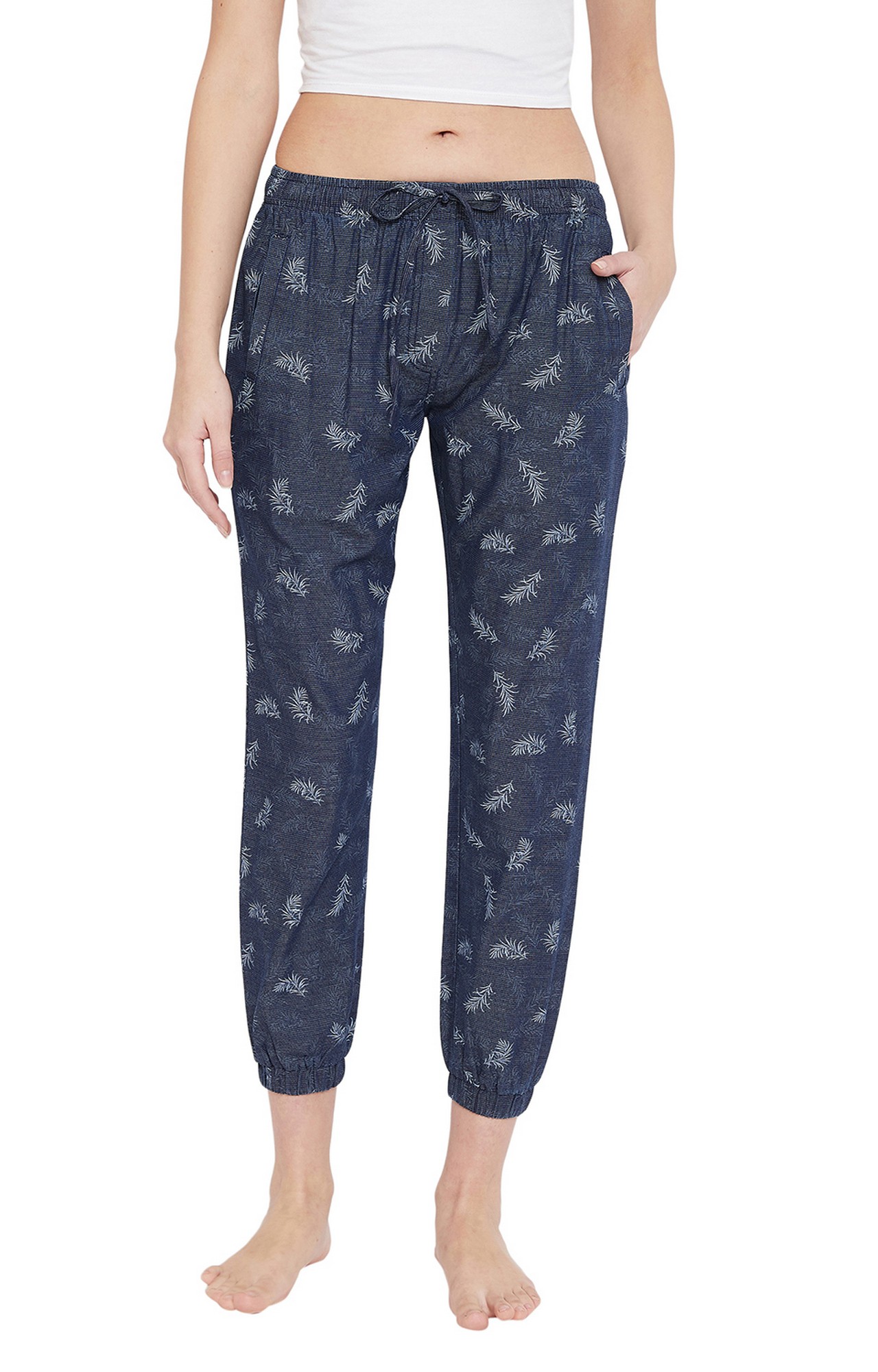 Crimsoune Club Navy Blue Printed Womens Lounge Pant