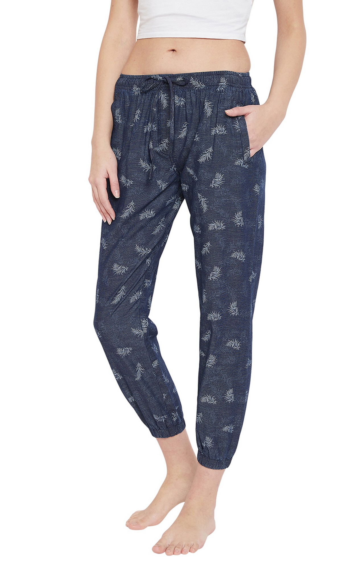 Crimsoune Club Navy Blue Printed Womens Lounge Pant