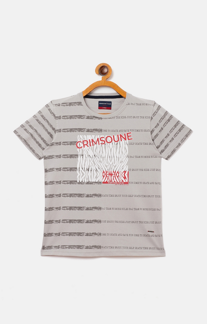 Crimsoune Club | Beige Striped T-Shirt 0