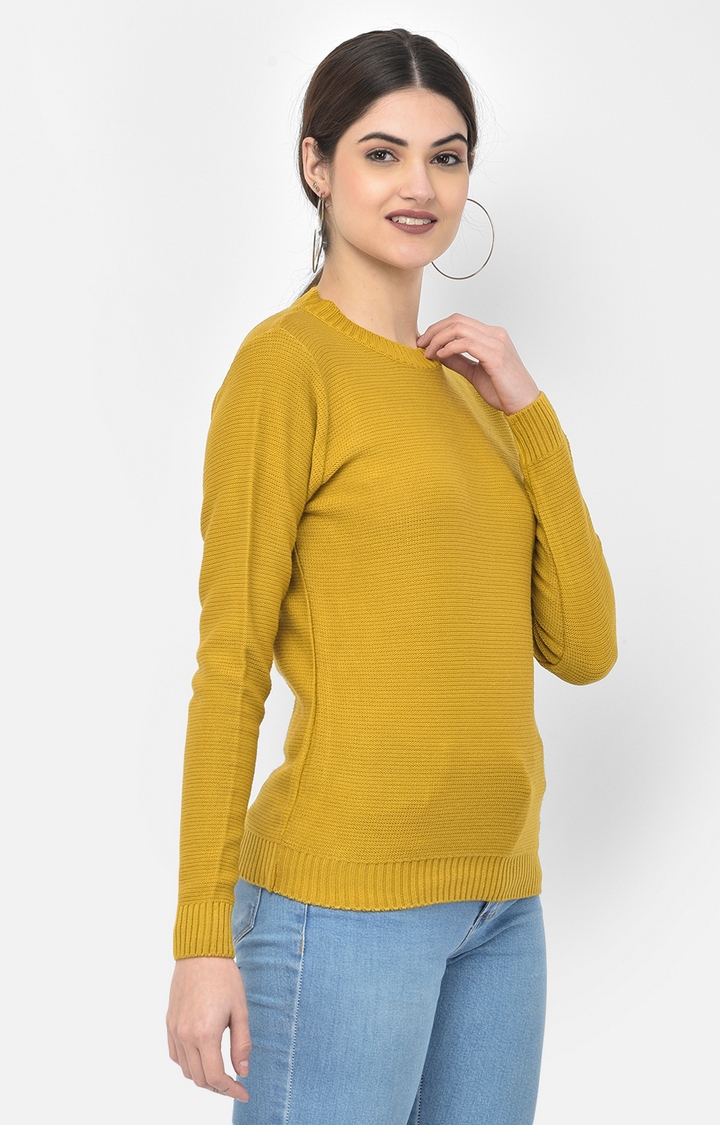 Crimsoune Club | Yellow Solid Sweaters 4