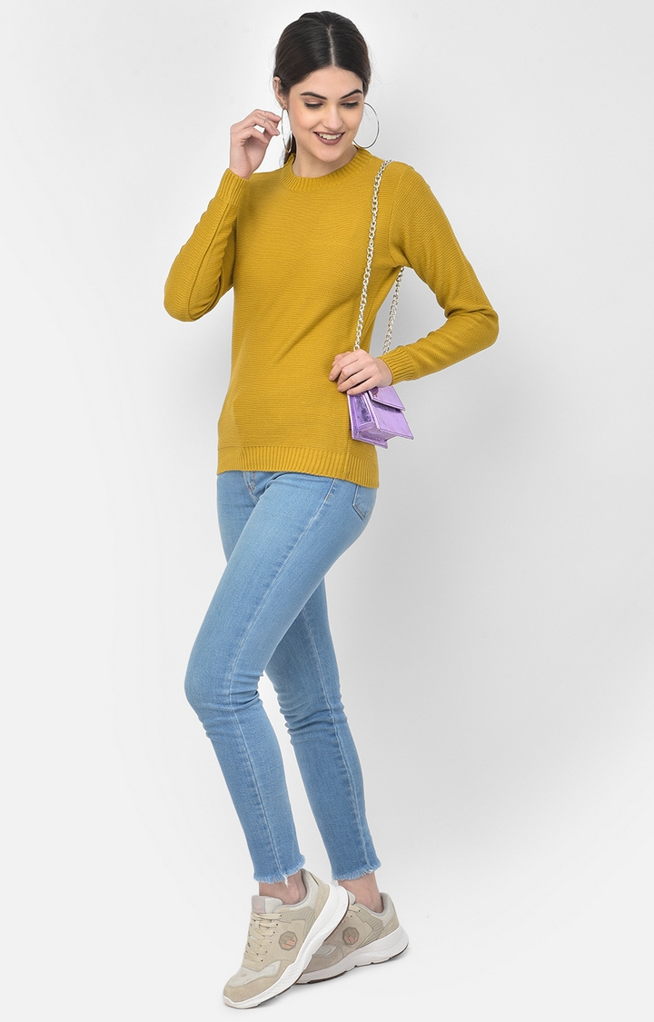 Crimsoune Club | Yellow Solid Sweaters 1