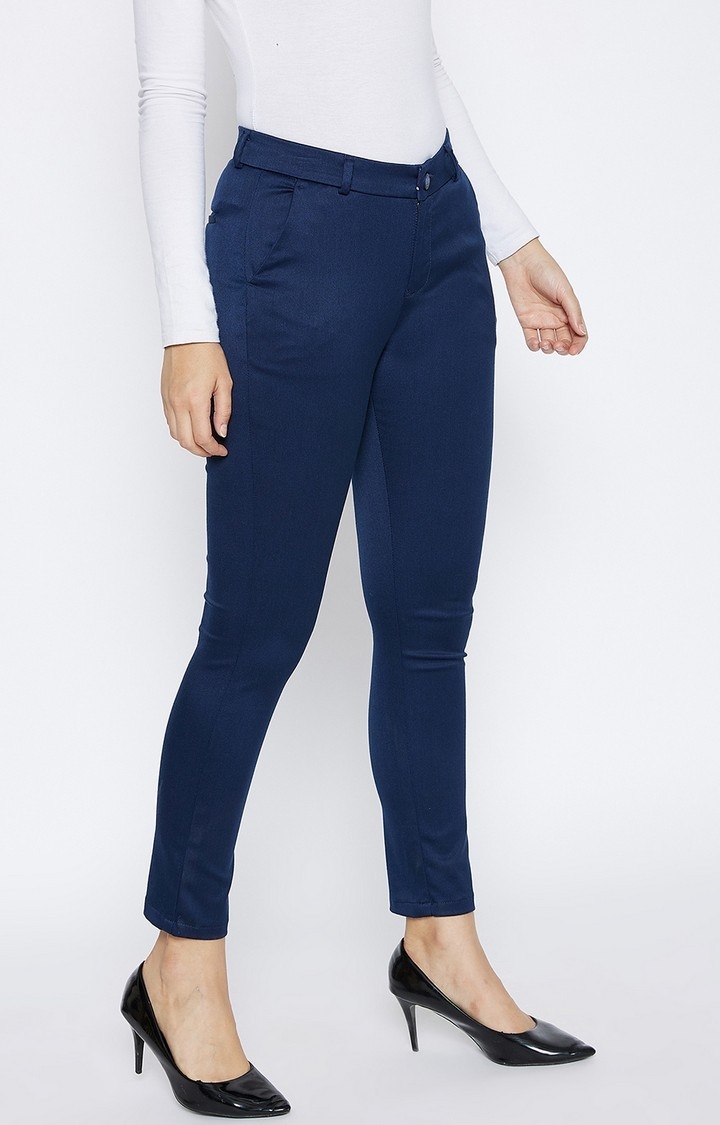 Crimsoune Club | Navy Blue Solid Trousers 4