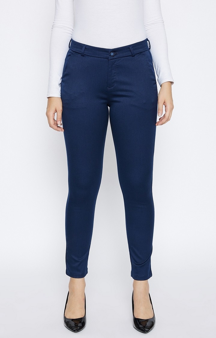 Crimsoune Club | Navy Blue Solid Trousers 0