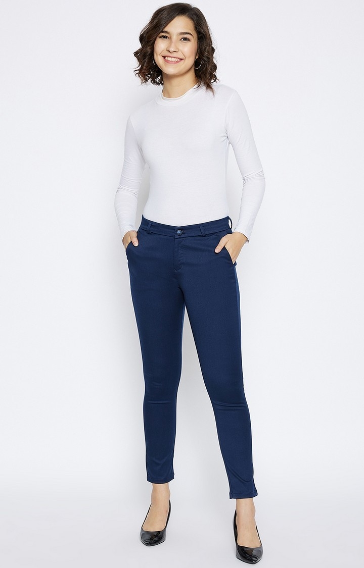 Crimsoune Club | Navy Blue Solid Trousers 1