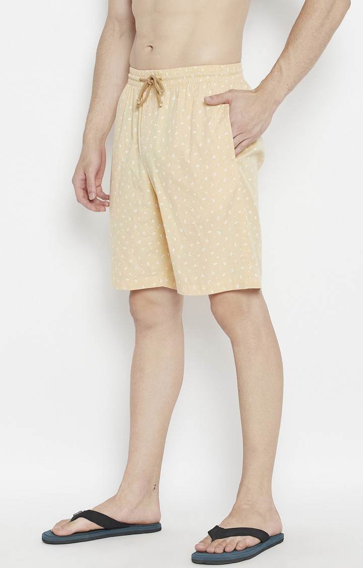 Beige Printed Shorts