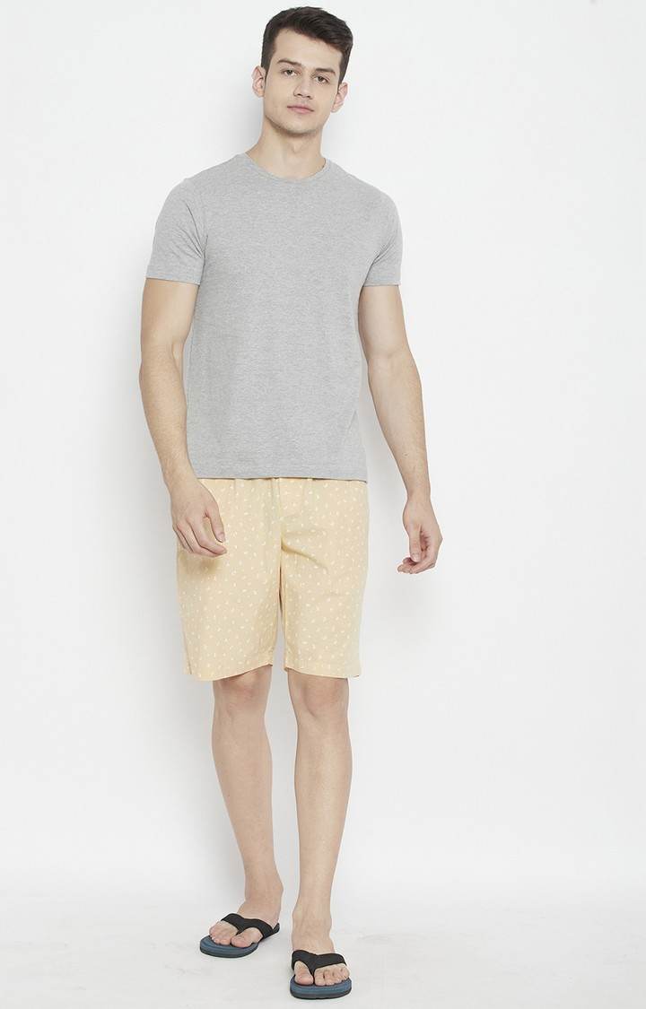 Beige Printed Shorts