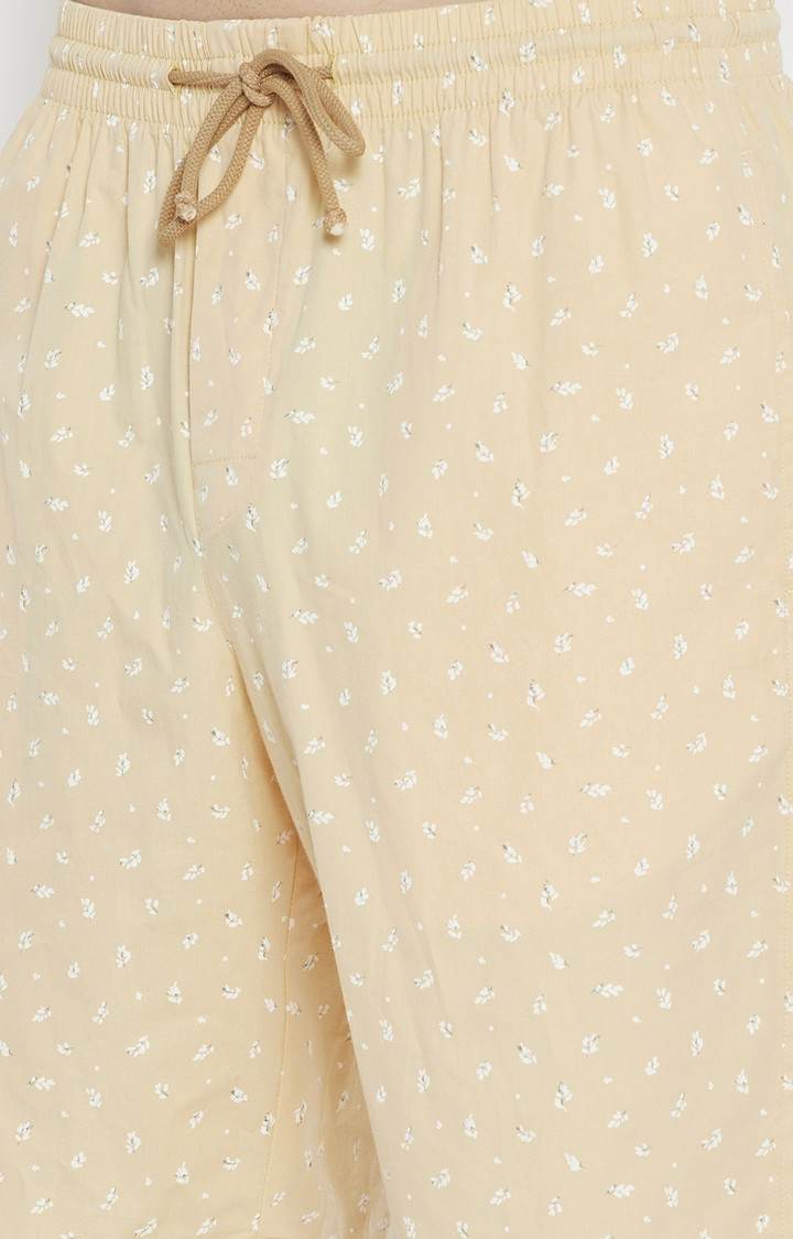 Beige Printed Shorts