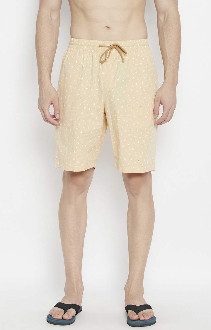 Beige Printed Shorts