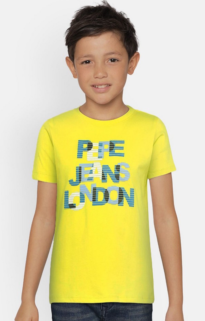 Pepe Jeans | Boys Yellow Printed T-Shirts 0