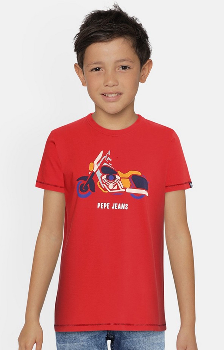 Pepe Jeans | Boys Red Printed T-Shirts 0