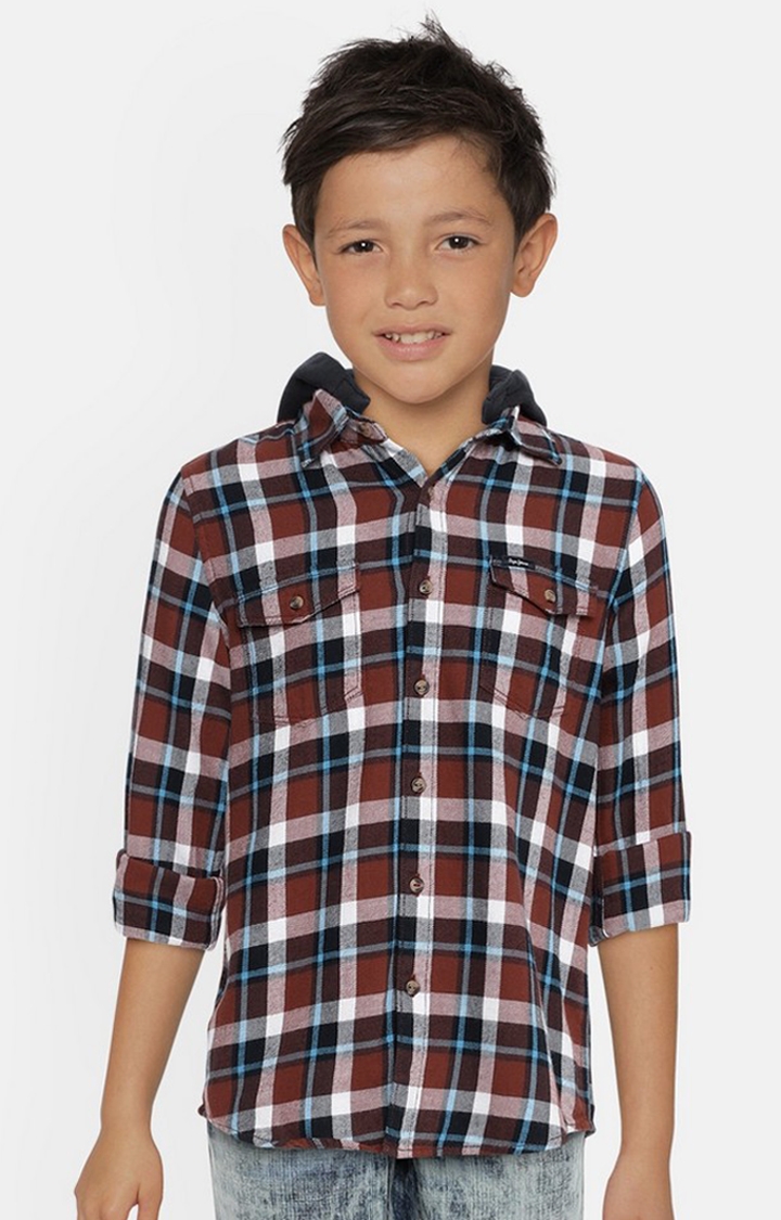 Pepe Jeans | Boys Brown Checked Casual Shirts 0
