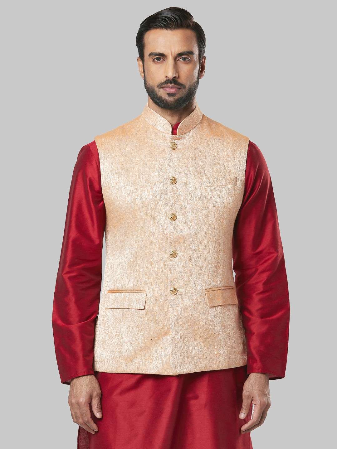 Raymond Light Orange Ethnic Jacket