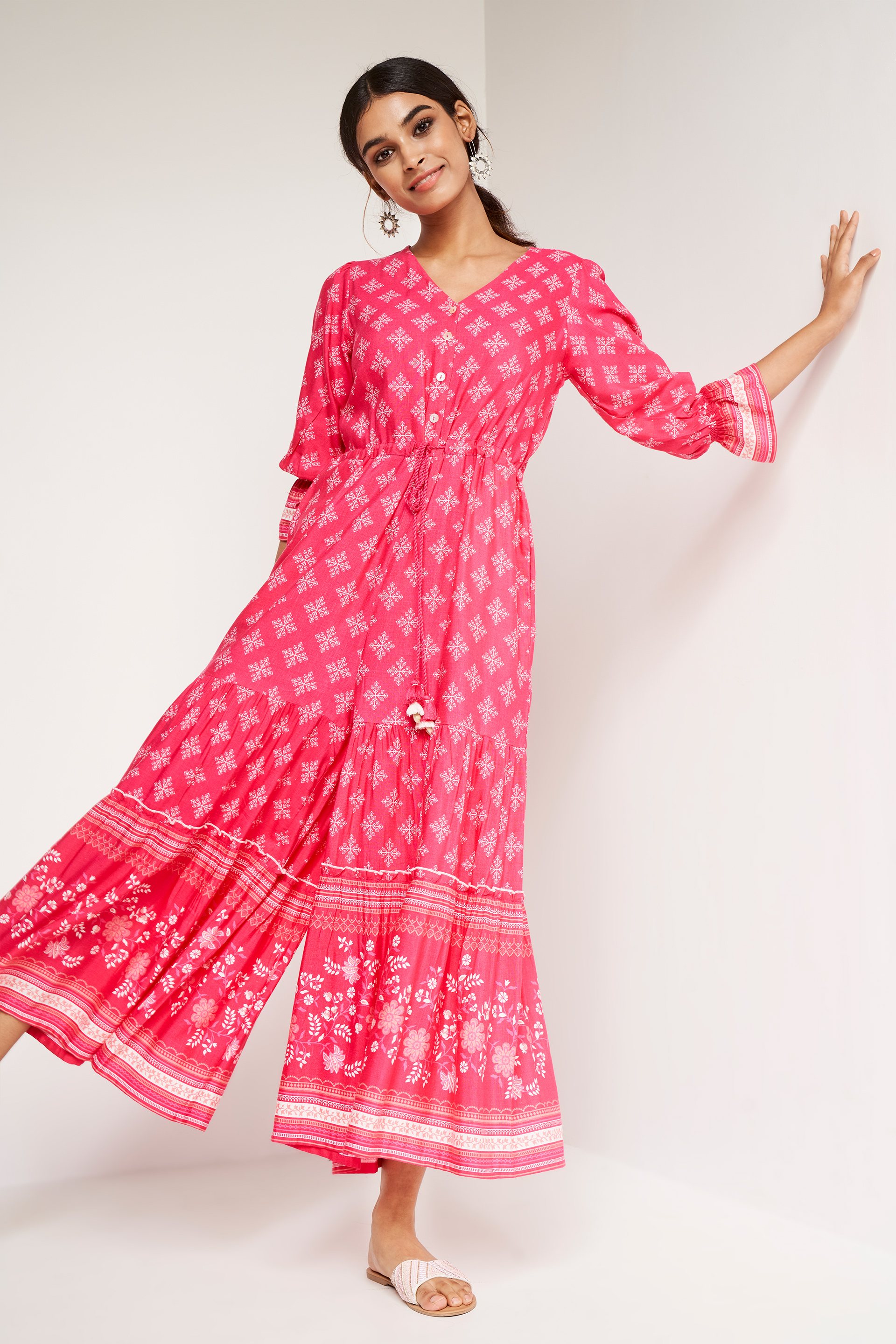 Gd Flared Pink Jump Suit