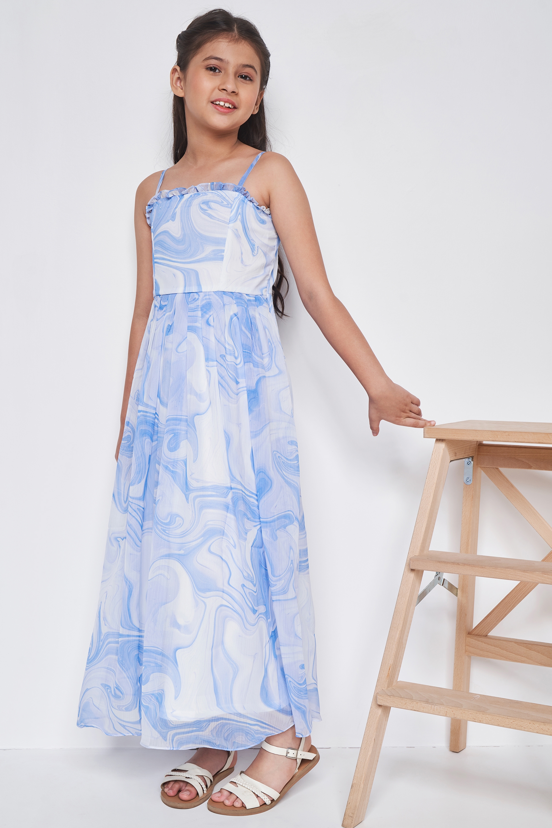 AND | AND Girl Flared Wht/Blu Gown 4