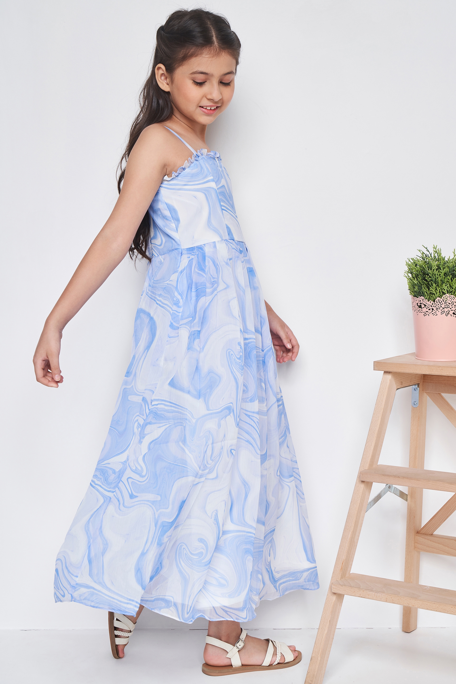 AND | AND Girl Flared Wht/Blu Gown 2