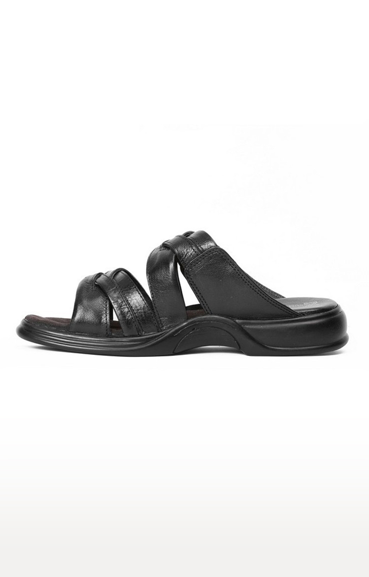 Avetos Black Leather Sandals For Men - Avetos