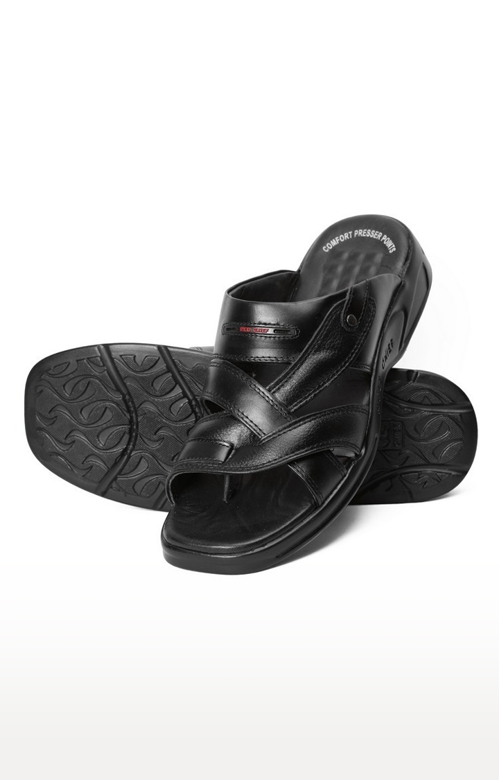 RED CHIEF | Men's Black Leather Sandals 3