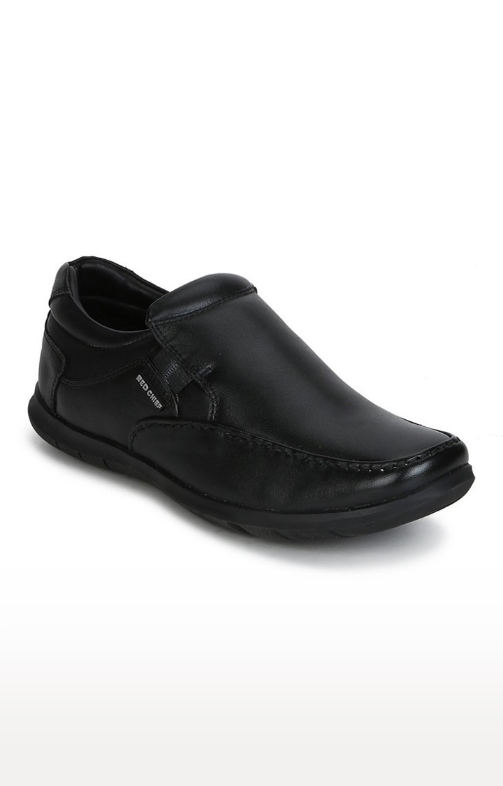 Men's Black Leather Formal Slip-ons