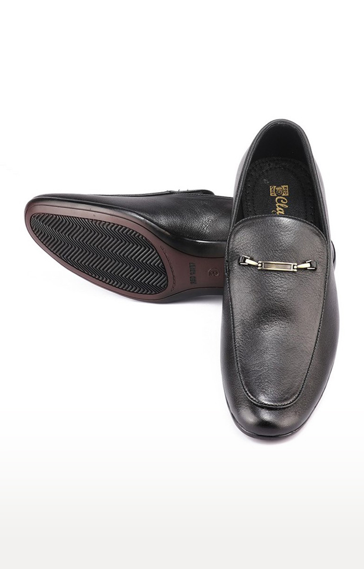Men's Black Leather Formal Slip-ons