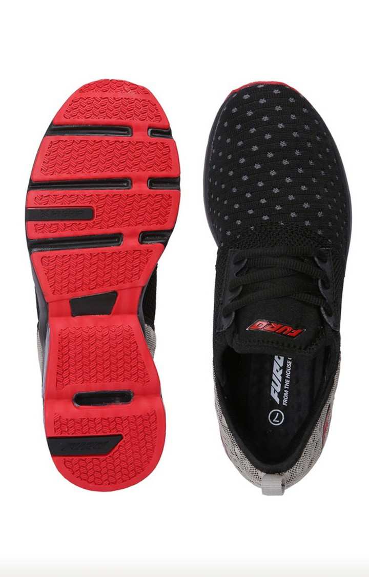 Men's Black & Grey Mesh Running Shoes