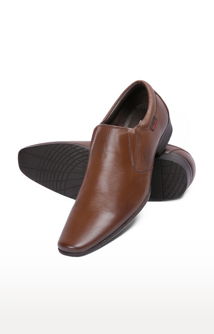 Men's Brown Leather Formal Slip-ons