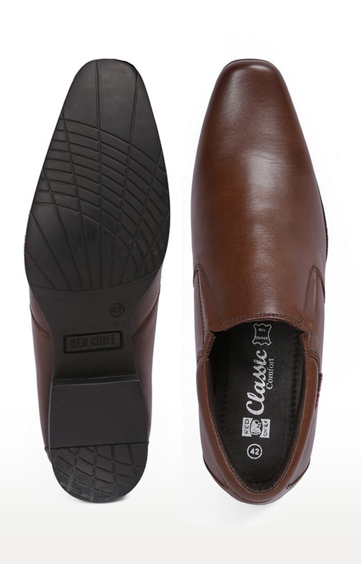 Men's Brown Leather Formal Slip-ons