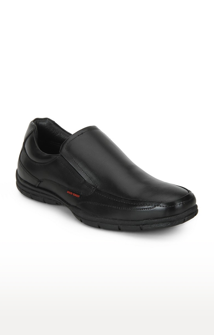 Men's Black Leather Formal Slip-ons