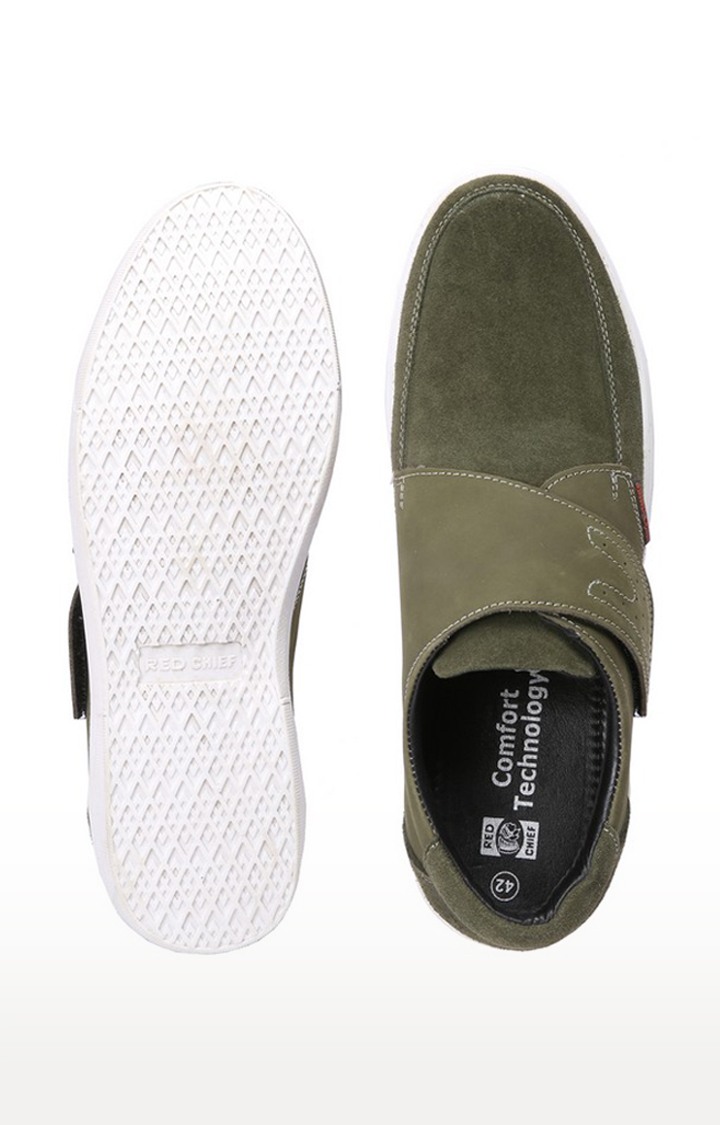 RED CHIEF | Men's Green Leather Sneakers 3
