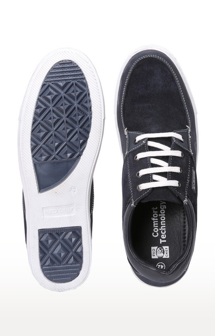 Men's Blue Leather Sneakers