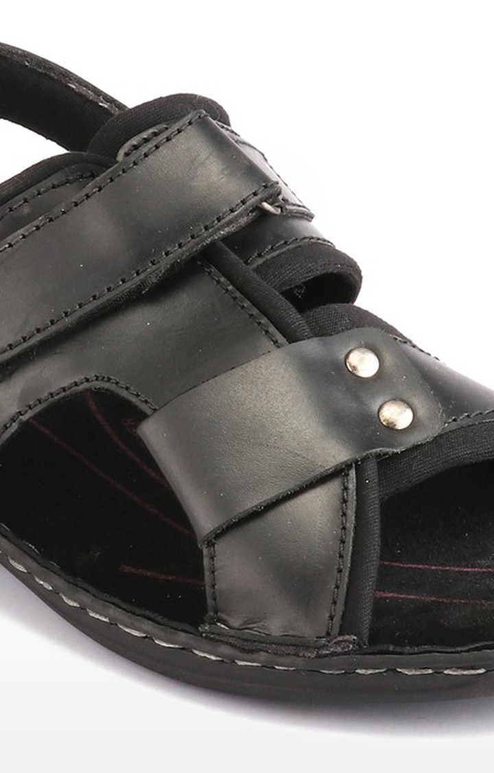 RED CHIEF | Men's Black Leather Sandals 6