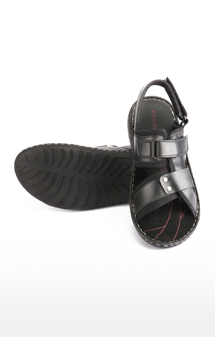 RED CHIEF | Men's Black Leather Sandals 5