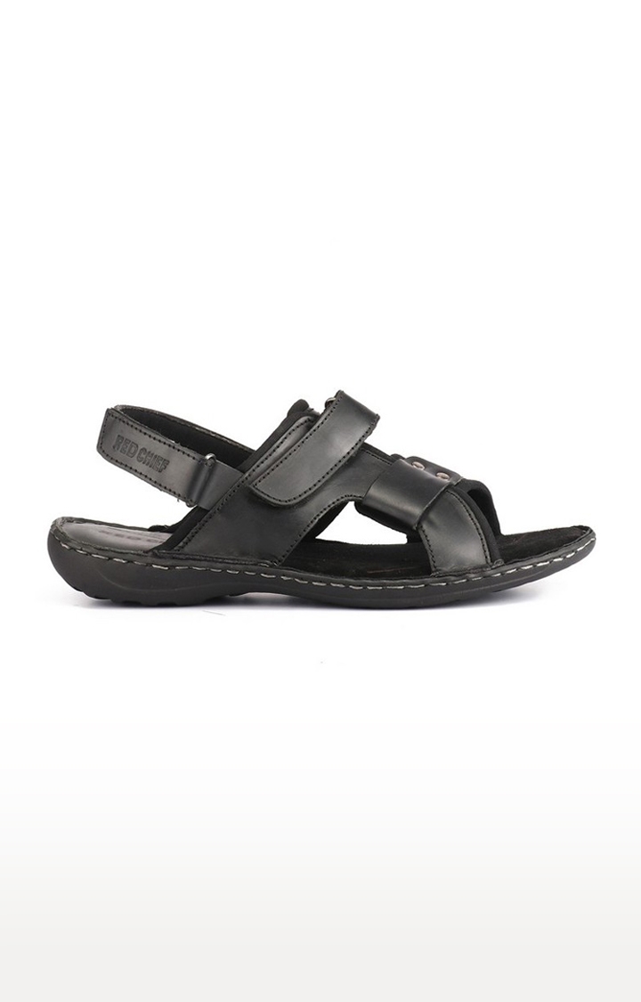 RED CHIEF | Men's Black Leather Sandals 1