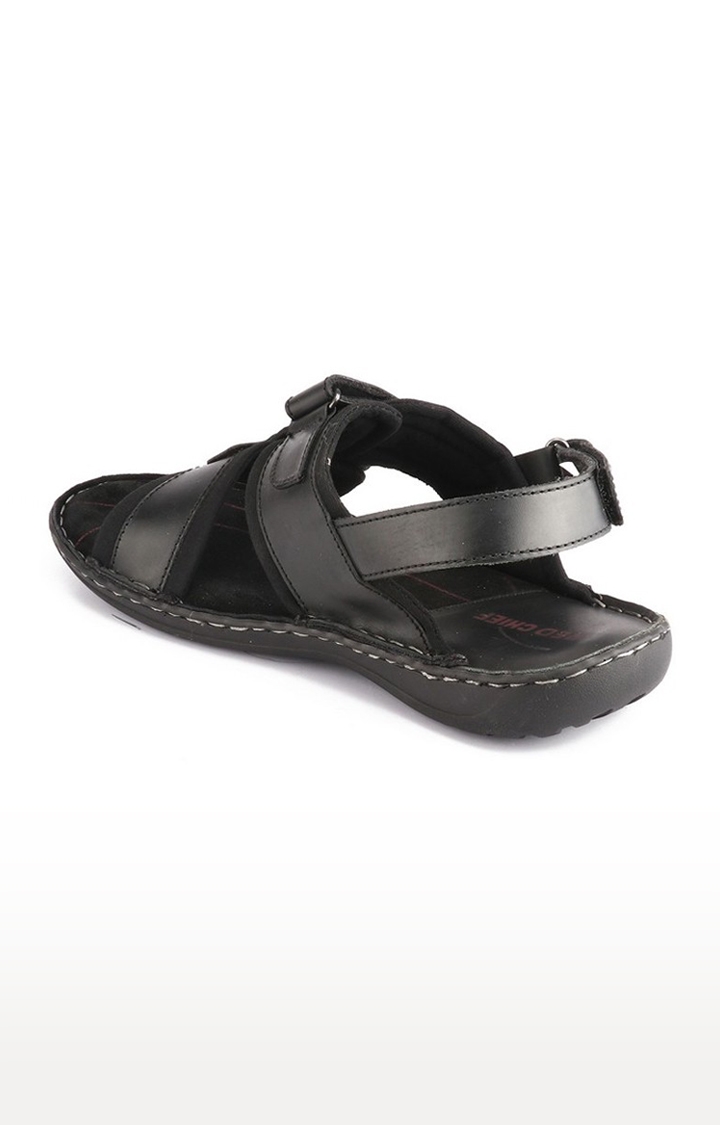 RED CHIEF | Men's Black Leather Sandals 2
