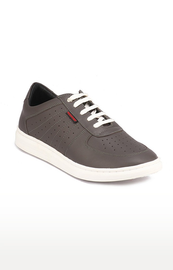 Men's Grey Leather Sneakers