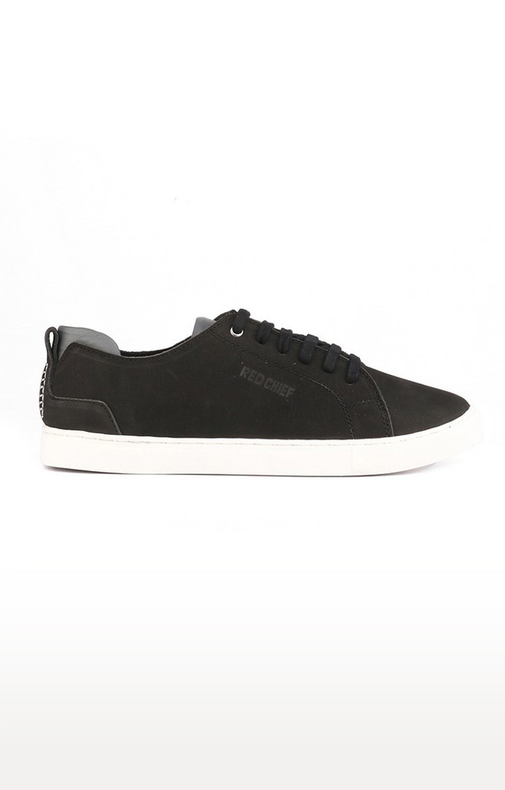 Men's Black Leather Sneakers